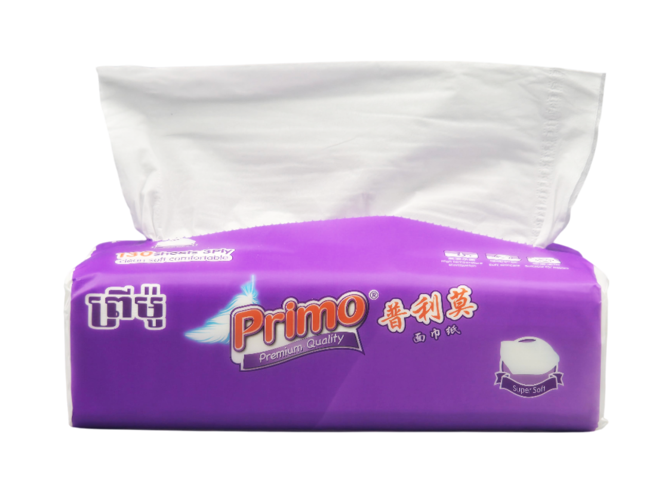 Primo Purple Long Facial Tissue (1កេស)