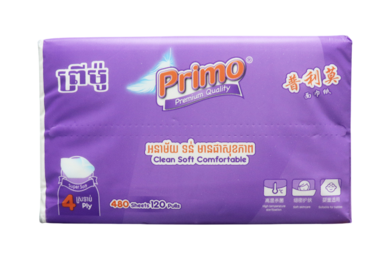 Primo Purple Facial Tissue (1កេស)